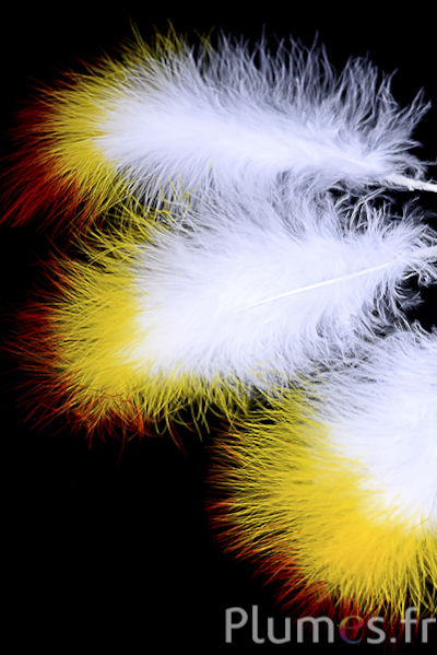 Plumet 3 plumes - hauteur 20 cm - blanc-jaune-rouge